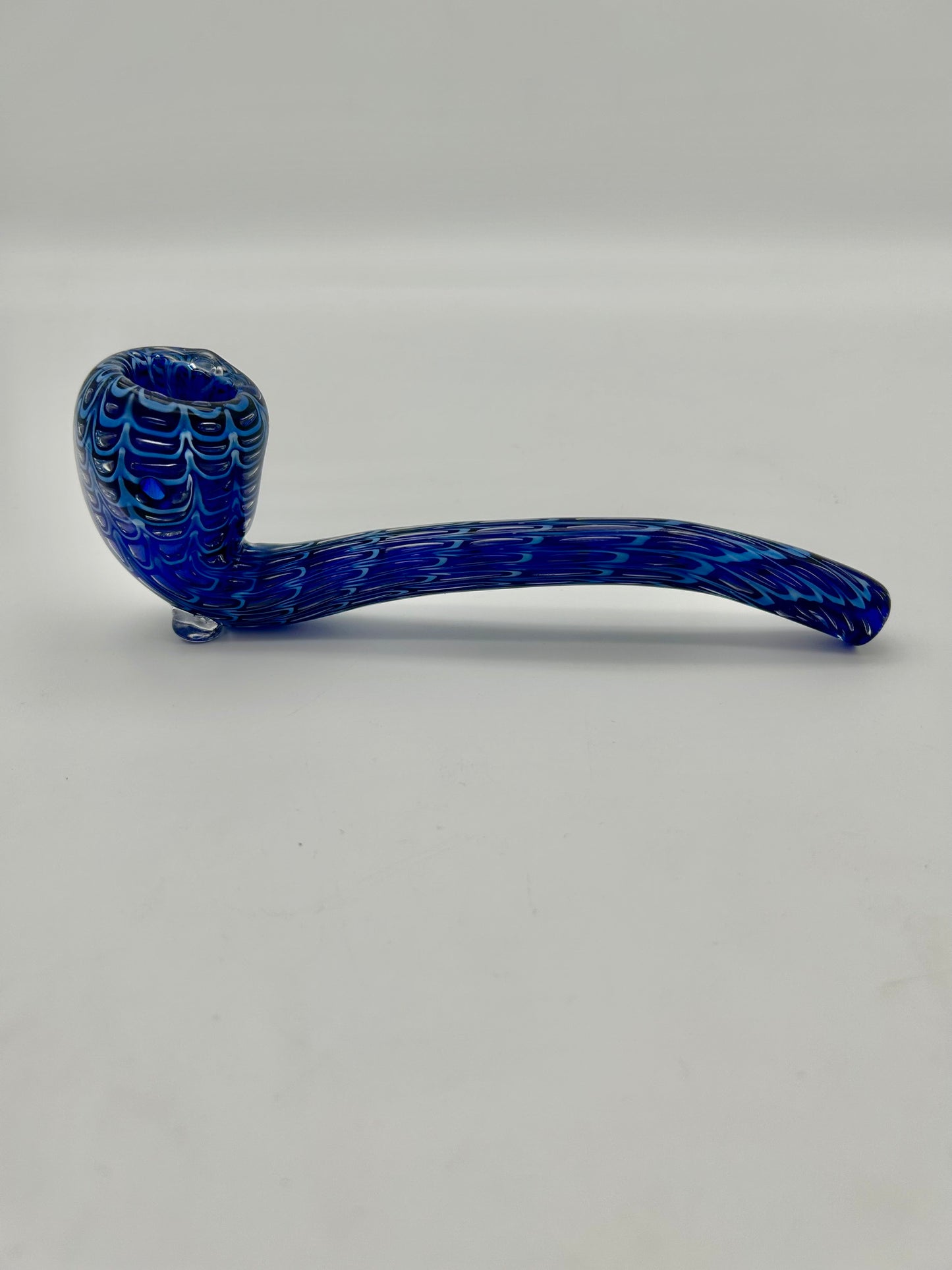 Glas Pfeife gebogen Blau 18cm Lang