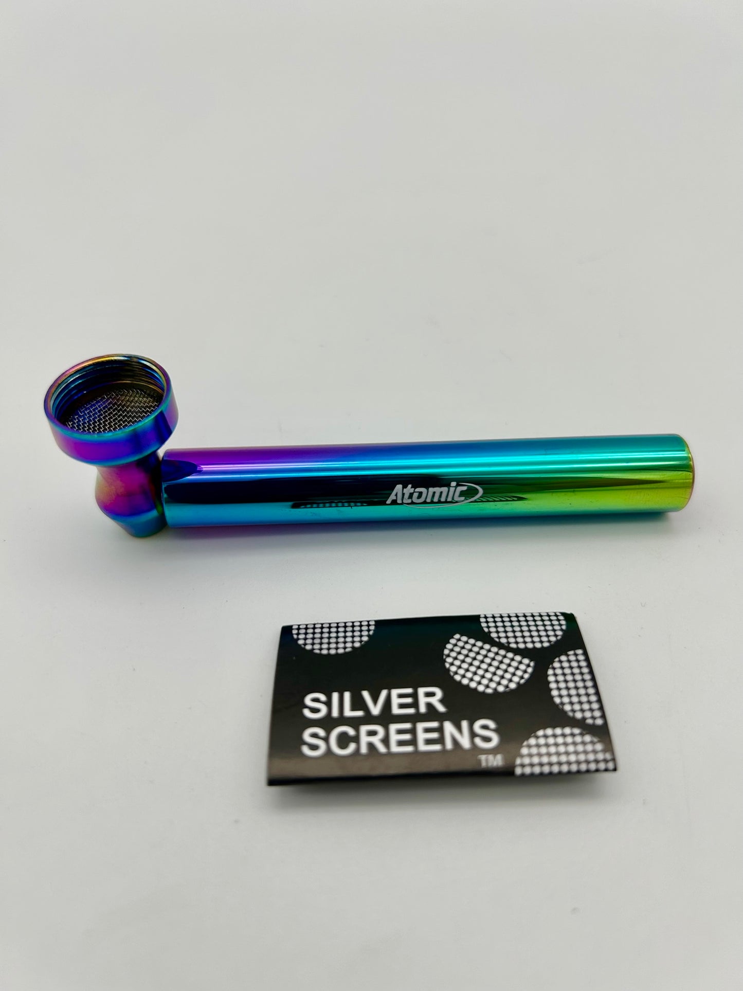 "RAINBOW" US-Schraubpfeife aus Metall/Glas, 95mm