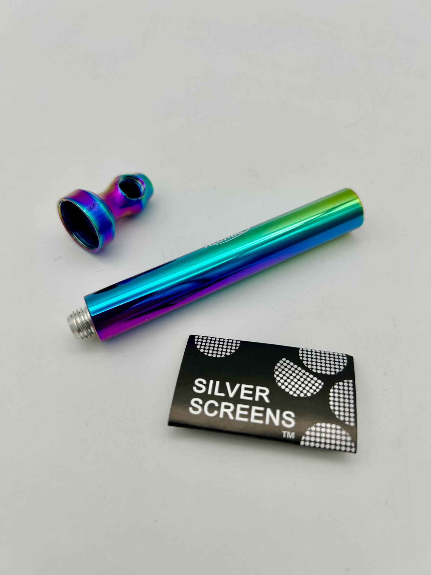 "RAINBOW" US-Schraubpfeife aus Metall/Glas, 95mm