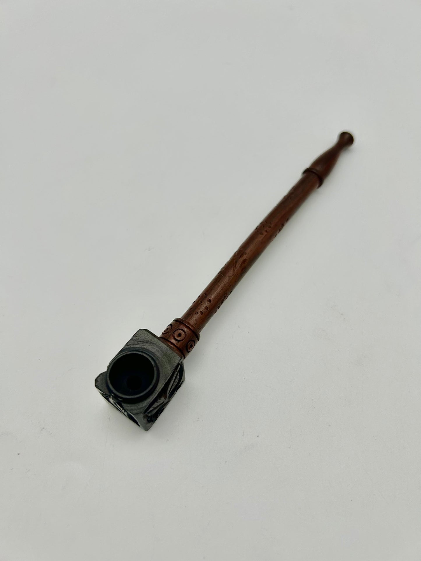 Rosenholz-Pfeife geschnitzt 15,5cm