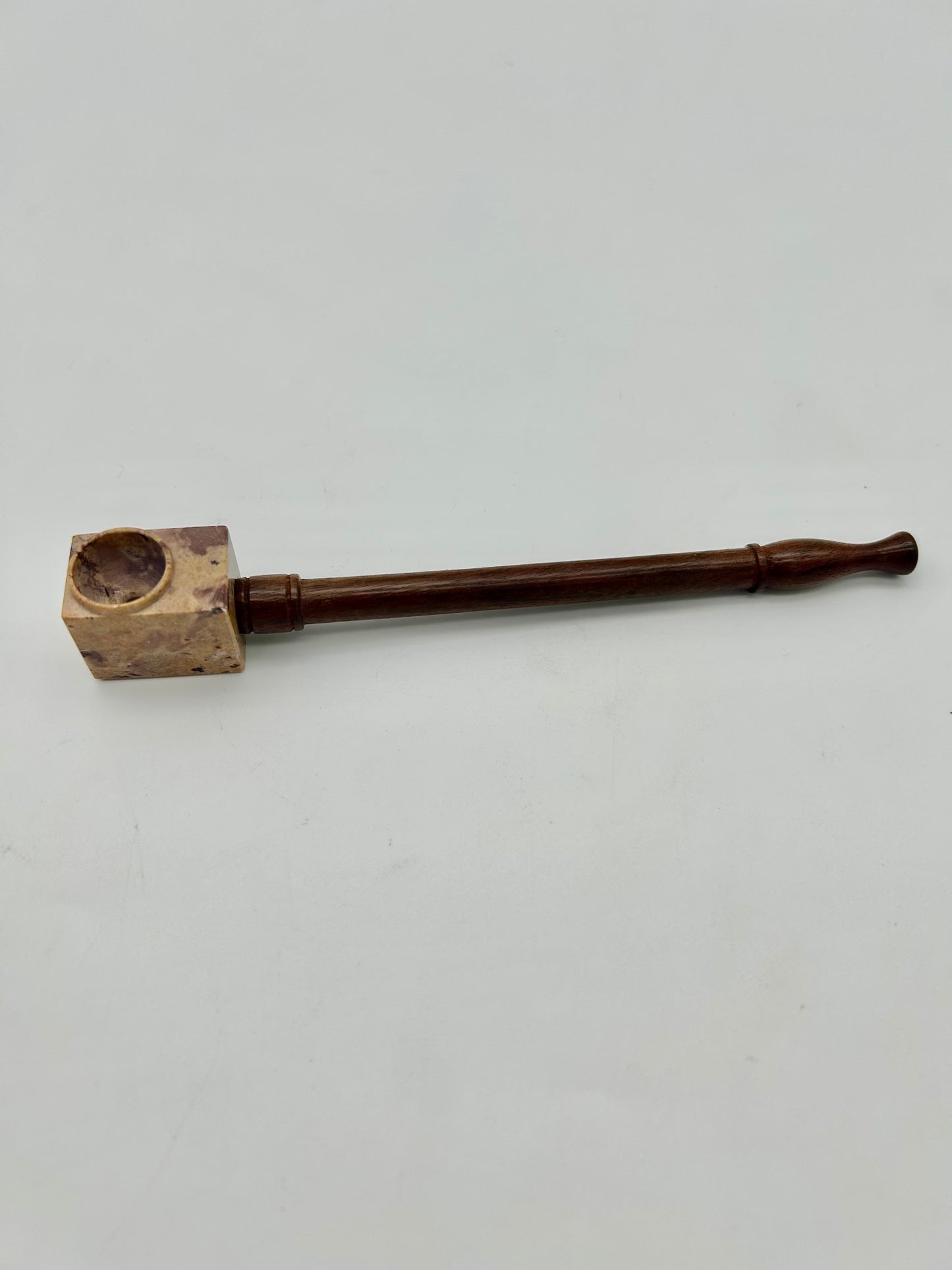 Rosenholz-Speckstein Pfeife  - L: 15,5cm