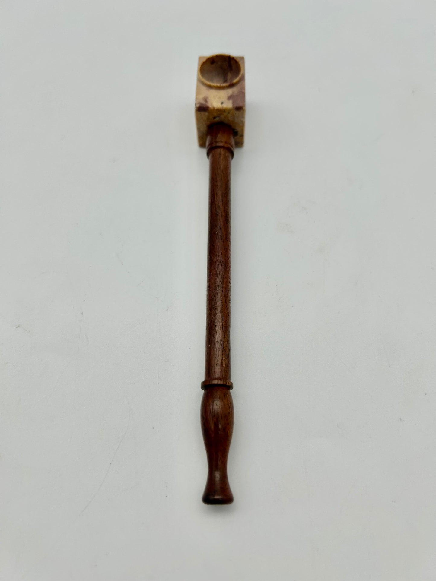 Rosenholz-Speckstein Pfeife  - L: 15,5cm