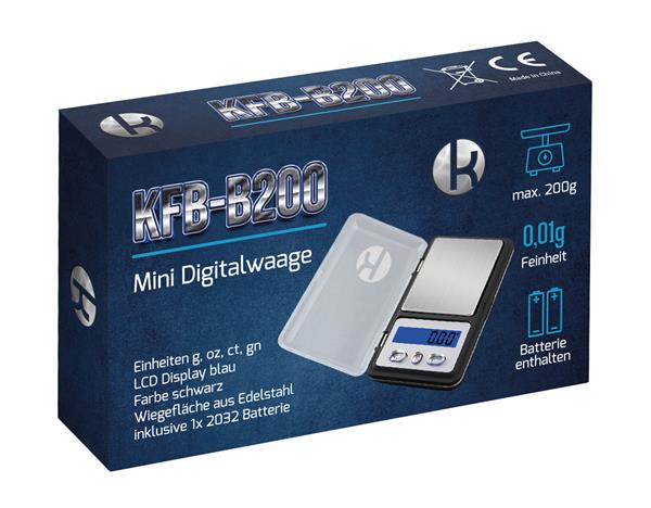 KFB-B200 200g Mini Digitalwaage (0,01g) inkl. 1x CR2032 Batterie