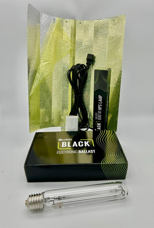 LUMii Black 600 Set elektr. Vorschaltgerät regelbar mit Reflektor und Lampe, 600W