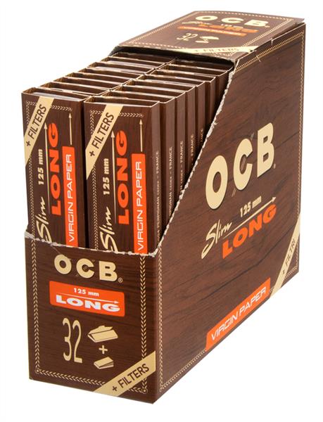 OCB Unbleached LONG Slim Virgin Papier + Filtertips