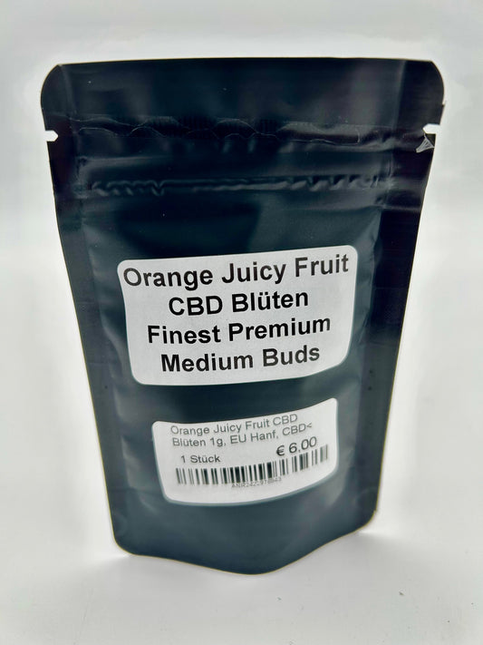 Orange Juicy Fruit CBD Blüten 1g, EU Hanf, CBD< 15 %,THC< 0,2 %