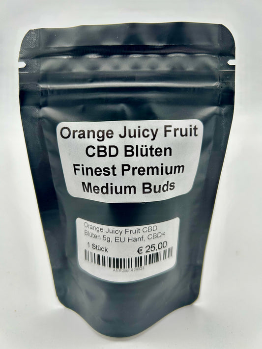 Orange Juicy Fruit CBD Blüten 5g, EU Hanf, CBD< 15 %,THC< 0,2 %