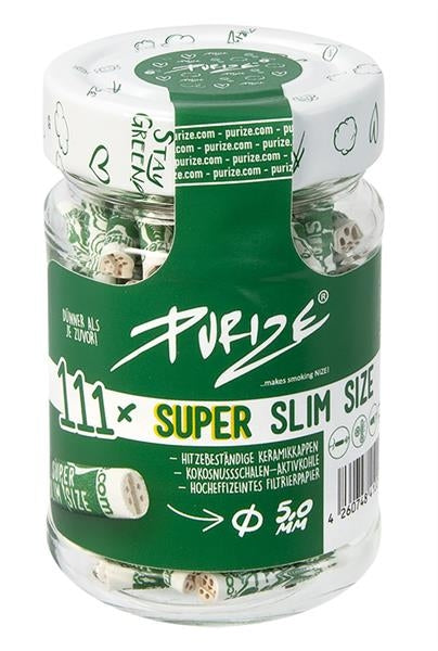 PURIZE Aktivkohlefilter weiß, 5.0 mm Ø SUPER SLIM SIZE,111 Stück im Glas