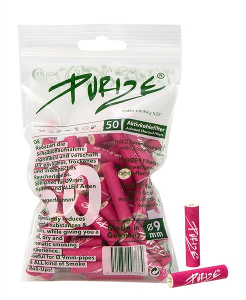 PURIZE Aktivkohlefilter PINK, ø 9mm, 50er Packung