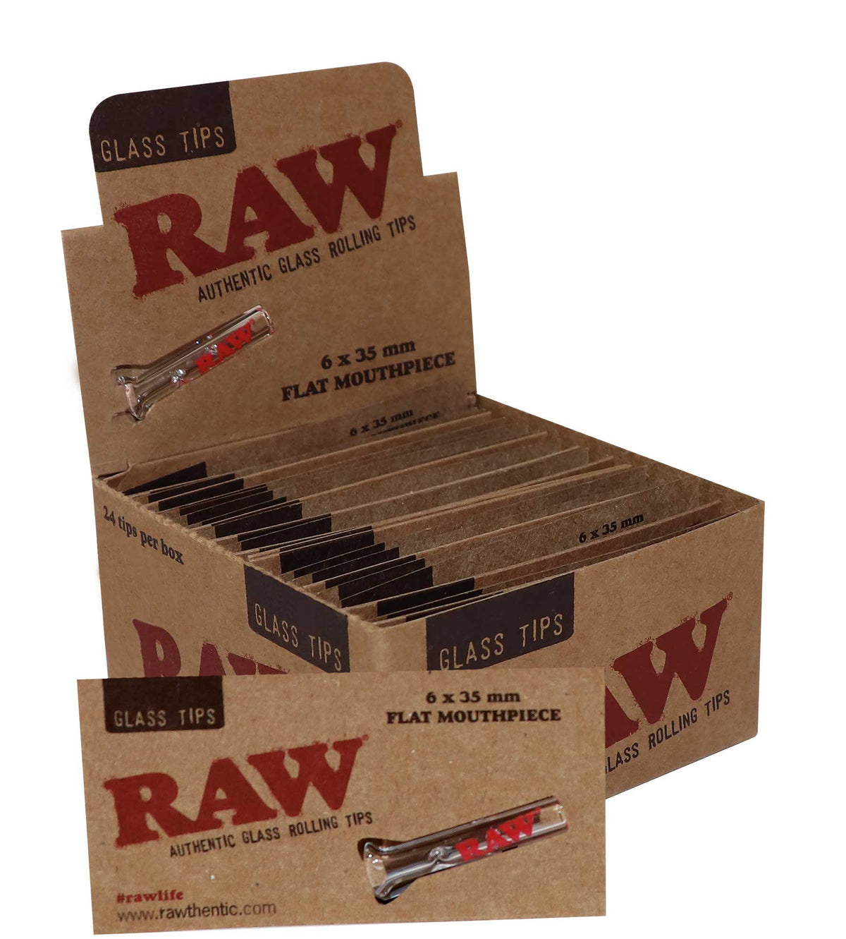 RAW Slim Glass Tips, FLAT