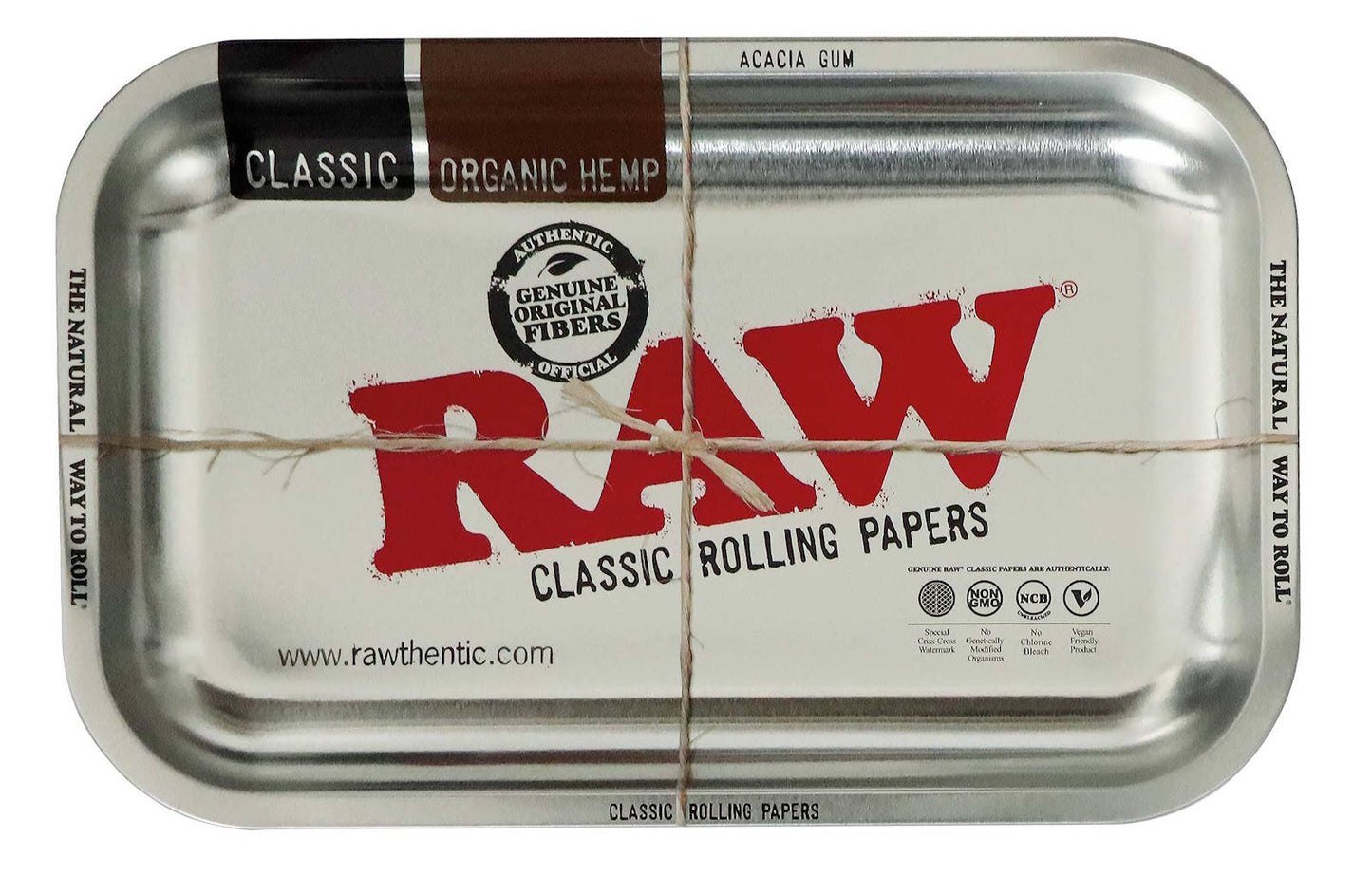 RAW Dreh-Tablett - Rolling Tray klein, "RAW STEEL METALLIC"