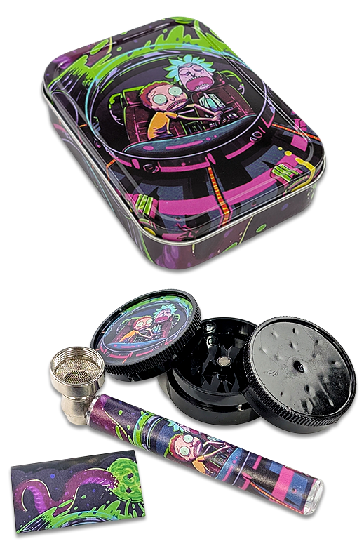 R u M Schraubpfeife Dose, Set mit Grinder und Siebe