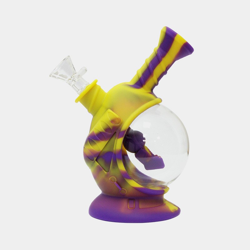 Silikon Glass Bong, Raumschiff Gelb und Lila, NS:14,5