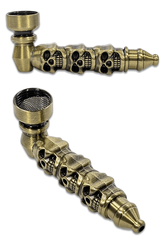 Champ High Skull Metall Pfeife Messing, 8cm