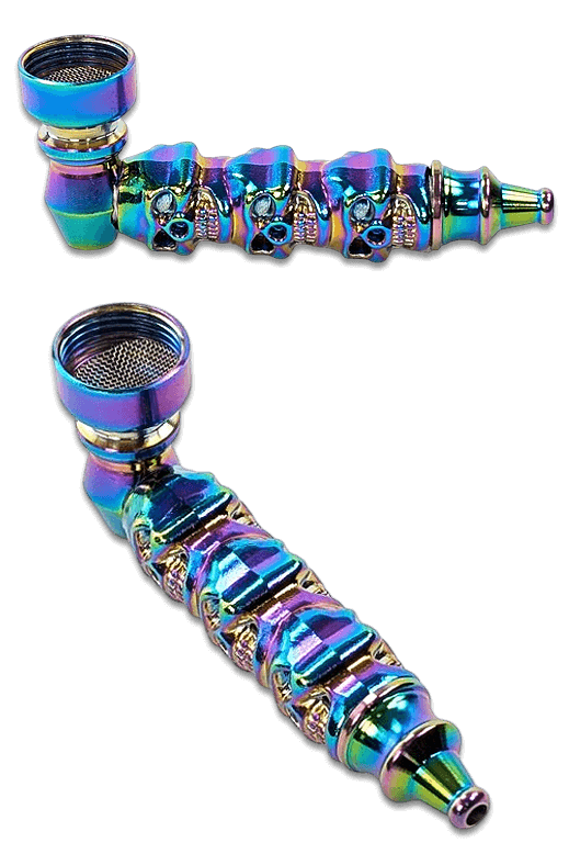 Champ High Skull Metall Pfeife Regenbogen, 8cm