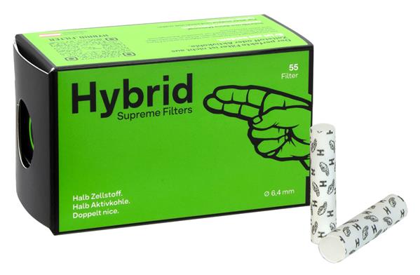 Hybrid Supreme Filters, 6,4 mm Ø, Aktivkohle+Cellulose, 55er Pack