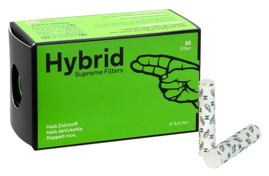 Hybrid Supreme Filters, 6,4 mm Ø, Aktivkohle+Cellulose, 55er Pack