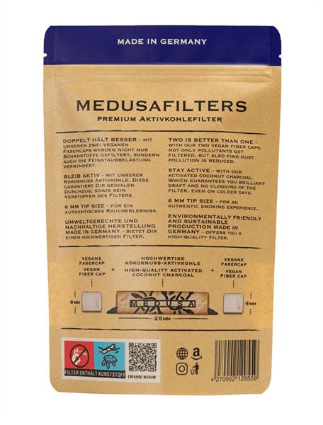 MEDUSA Aktiv-Cellulose-Filter Organic ø 6mm Aktivkohlefilter 250er Beutel