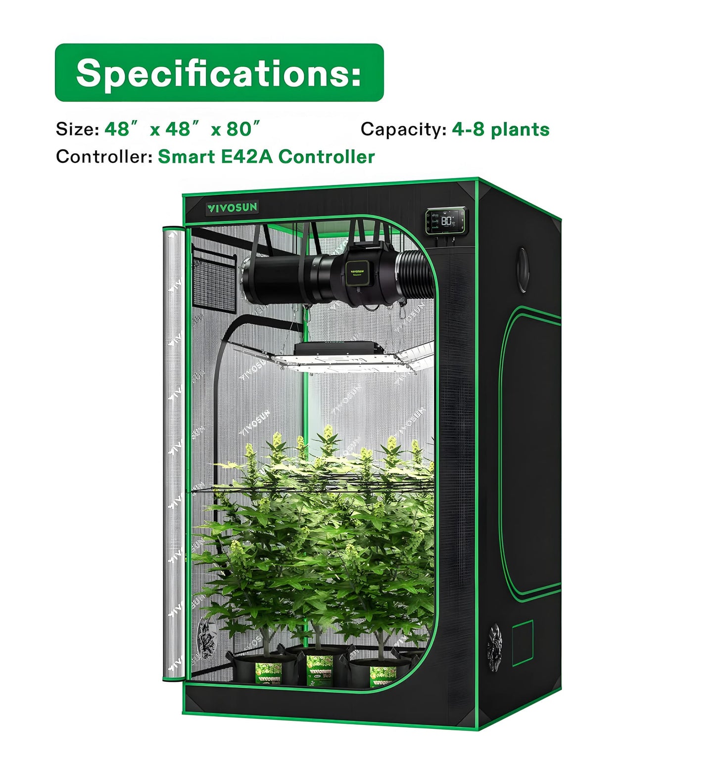 Vivosun, Smart Growbox, Set AllInOne Connect 120 + 2x AeroLight AW200SE (120x120x200)