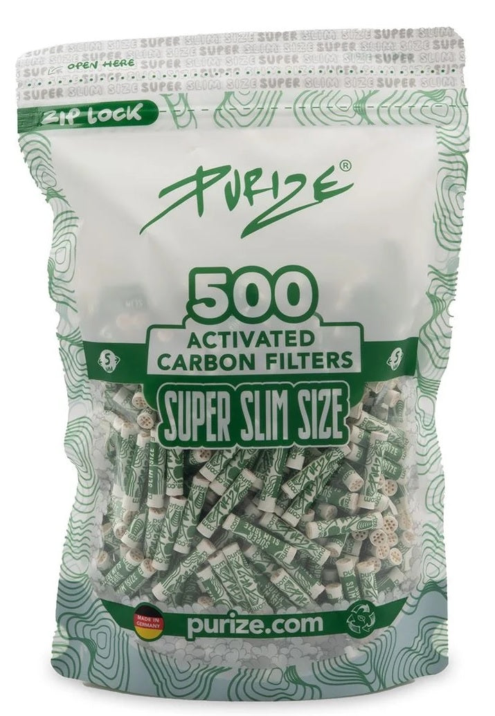 PURIZE Aktivkohlefilter weiß, 1 x 500 Stück im Beutel, 5.0 mm Ø SUPER SLIM SIZE