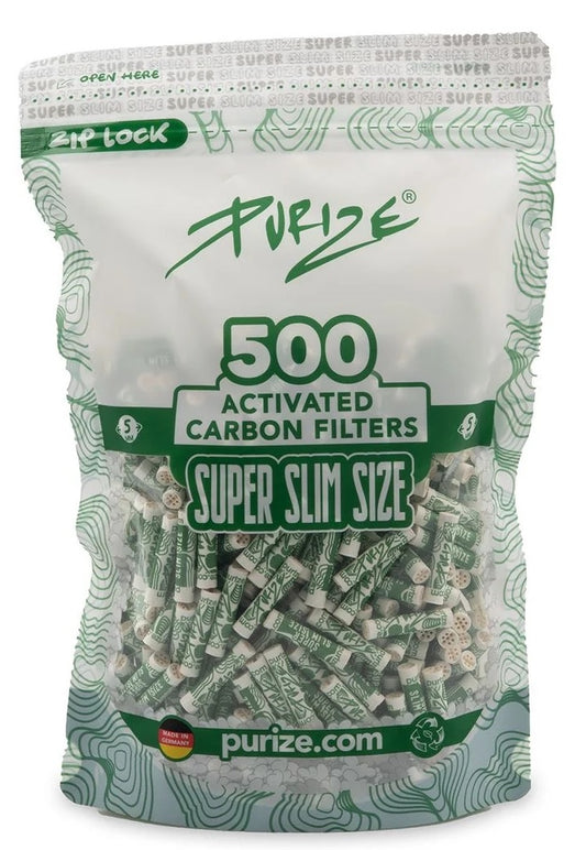 PURIZE Aktivkohlefilter weiß, 1 x 500 Stück im Beutel, 5.0 mm Ø SUPER SLIM SIZE