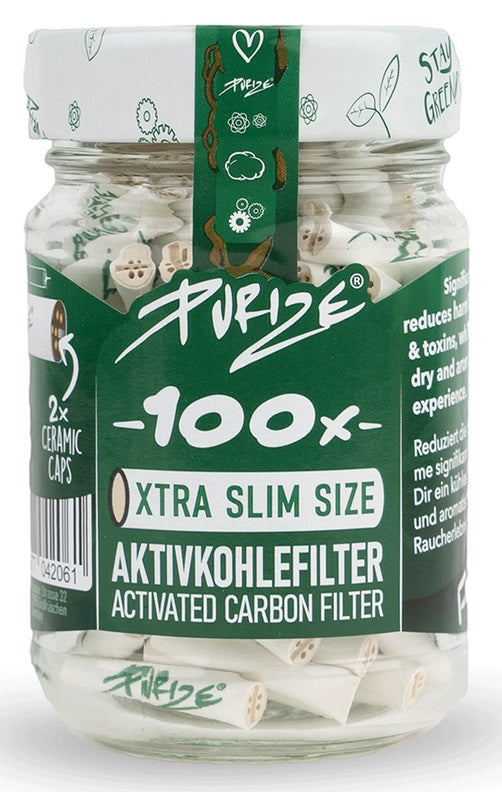 PURIZE Aktivkohlefilter, XTRA Slim weiß, ø 5,9mm, 100er GLAS