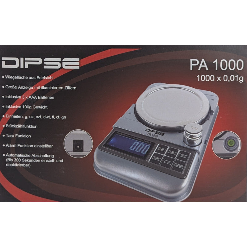 Dipse PA-Serie 1000g x 0,01g, Libelle (360-Grad Wasserwaage)