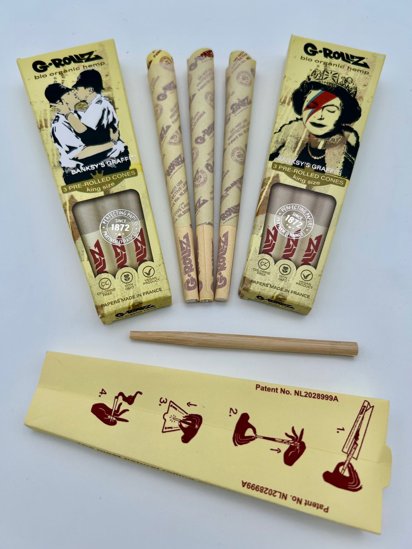 G-ROLLZ Banksy's Graffiti - Organic Hemp Extra Thin - 3 KS Cones