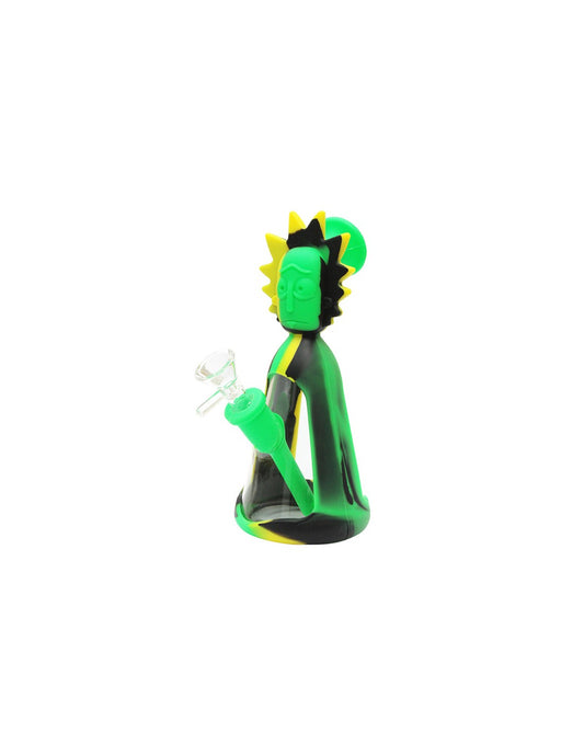 Silikon Glass Bong - R Schwarz Gelb Grün - 19cm