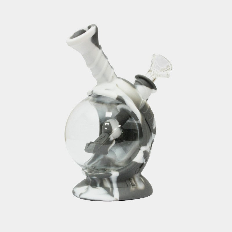 Silikon Glass Bong, Raumschiff Grau und Weiß, NS14,5