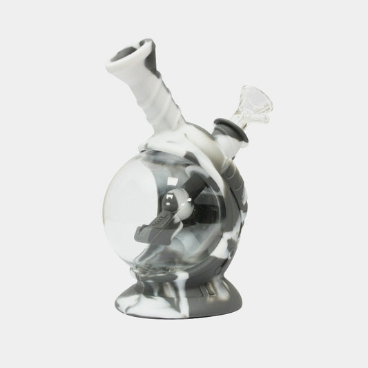 Silikon Glass Bong, Raumschiff Grau und Weiß, NS14,5